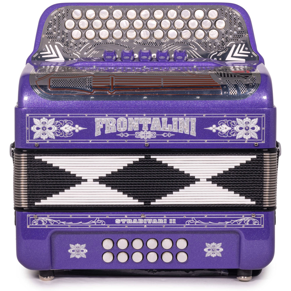 Frontalini Stradivari II 5 Switch FBE Accordion in Purple Glitter with Silver Details